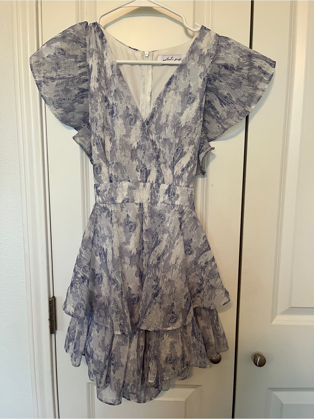 Petal & Pup Lavender and White Tiered V-Neck Dress
